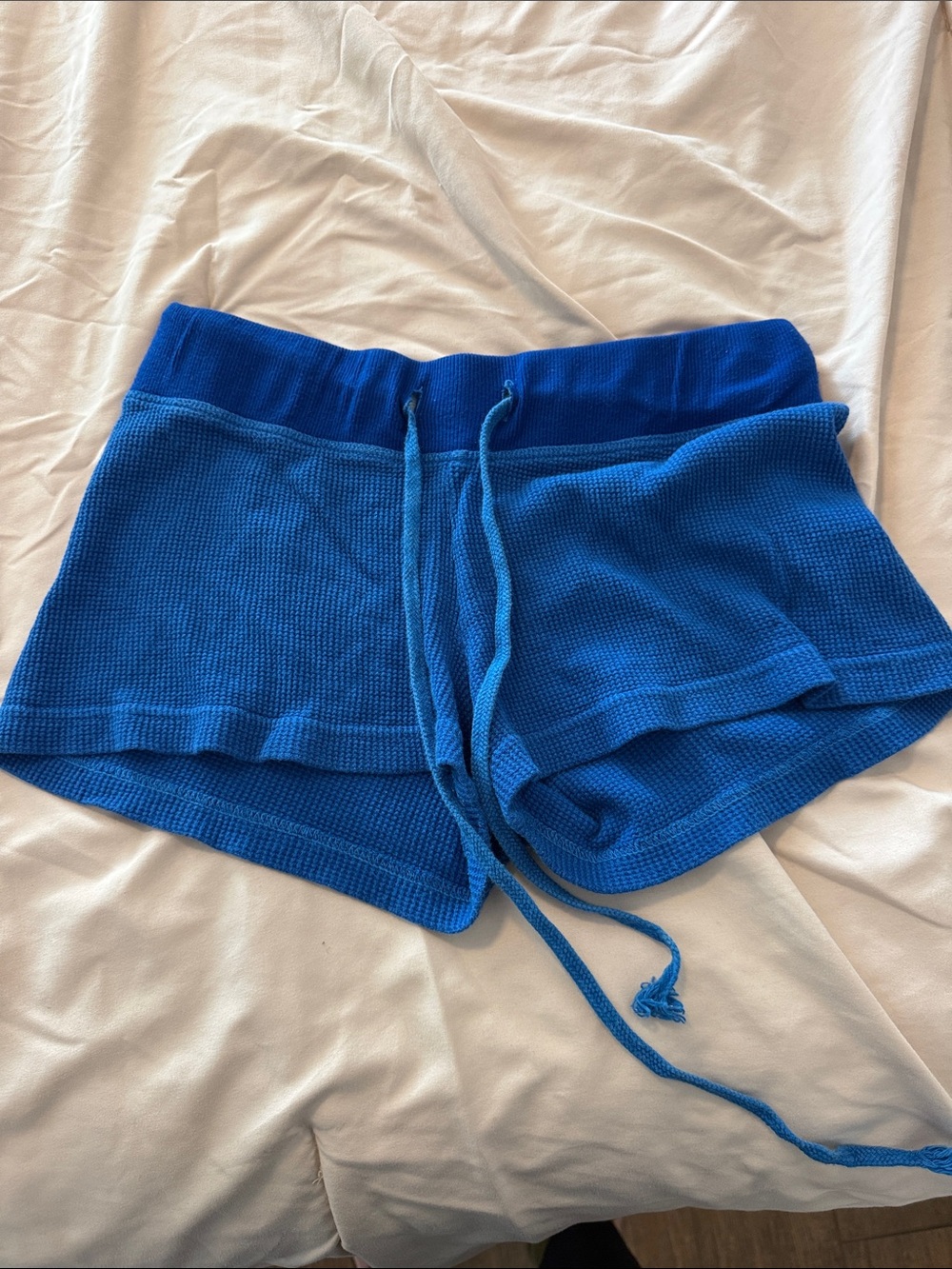 Girls Royal Blue Waffle-Knit Hard Tail Shorts Size XL
